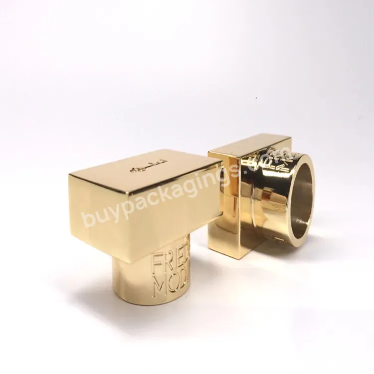 Factory Wholesale Custom Square Zinc Alloy Perfume Bottle Cap Gold Cube Zamac Perfume Cap