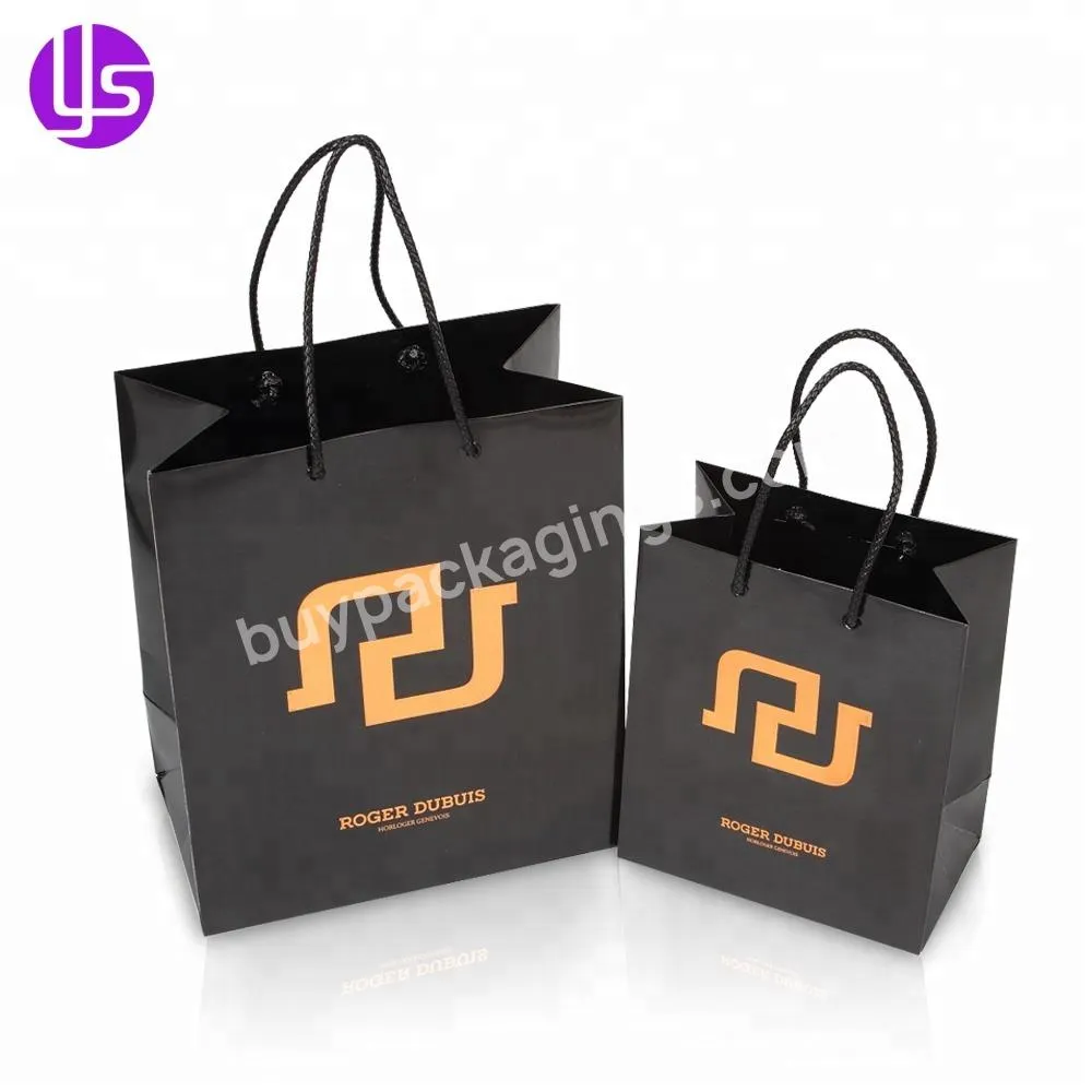 Factory Wholesale Handmade Small Glossy Hdpe Laminated Black Gift Apparel Packaging Paper black bags for packaging