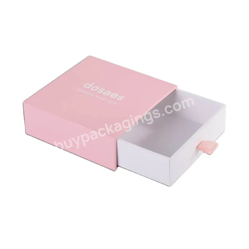 Factory Wholesale Jewelry Paperboard Box Drawer Box With Ribbon Pull Out Custom Printed Drawer Boxes