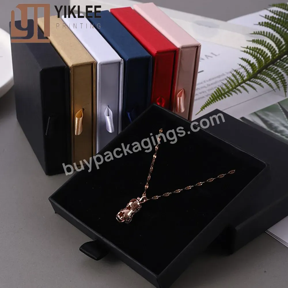 Factory Wholesale Necklace Bracelet Ring Gift Display Case Packaging Boxes Cardboard Thick Kraft Paper Drawer Jewelry Box