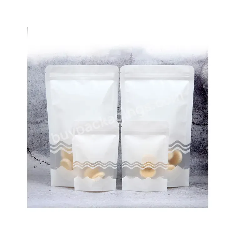 Factory Wholesale Price White Plastic Stand Up Pouch With Wave Window