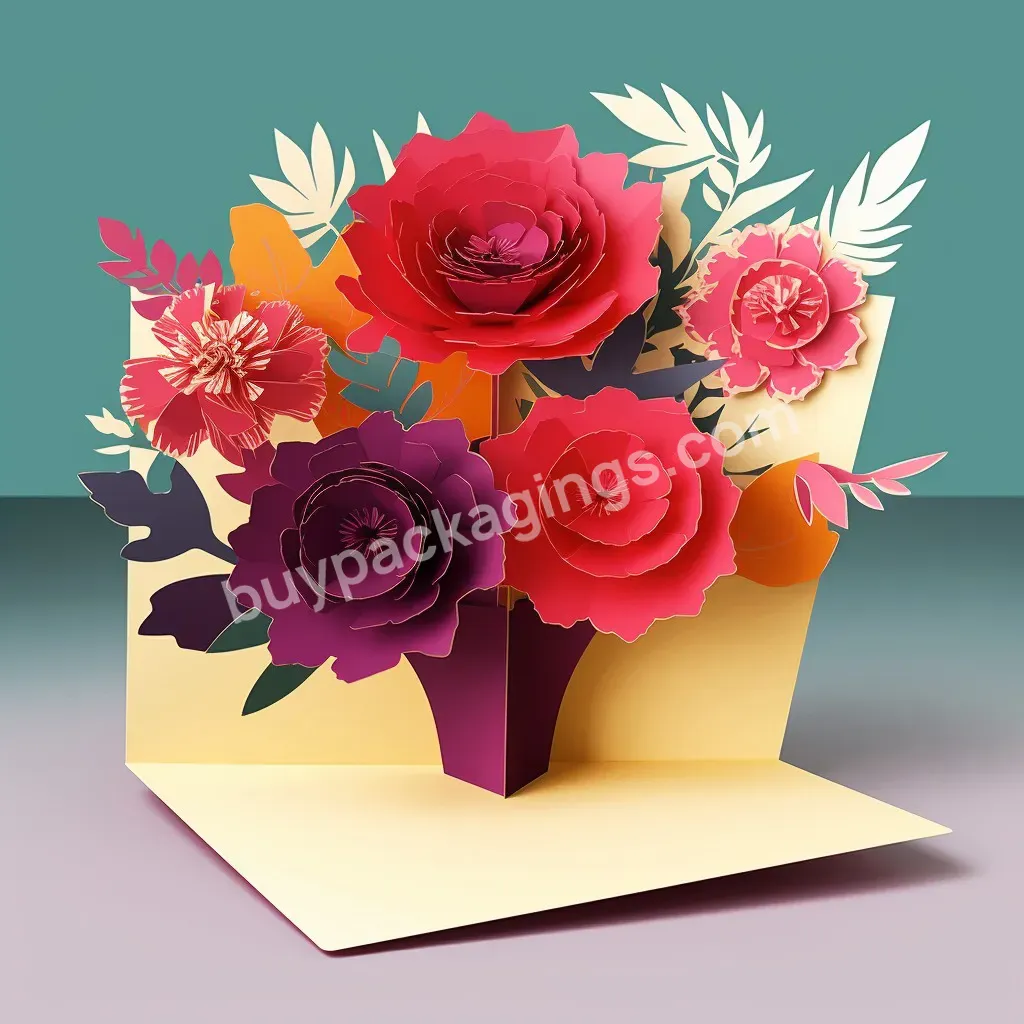 Factory Wholesale Rose 3d Pop Up Love Card Best Mom Ever Pop-up Card Mother's Day Gift Happy Mothers Day Thank You Blessing Card