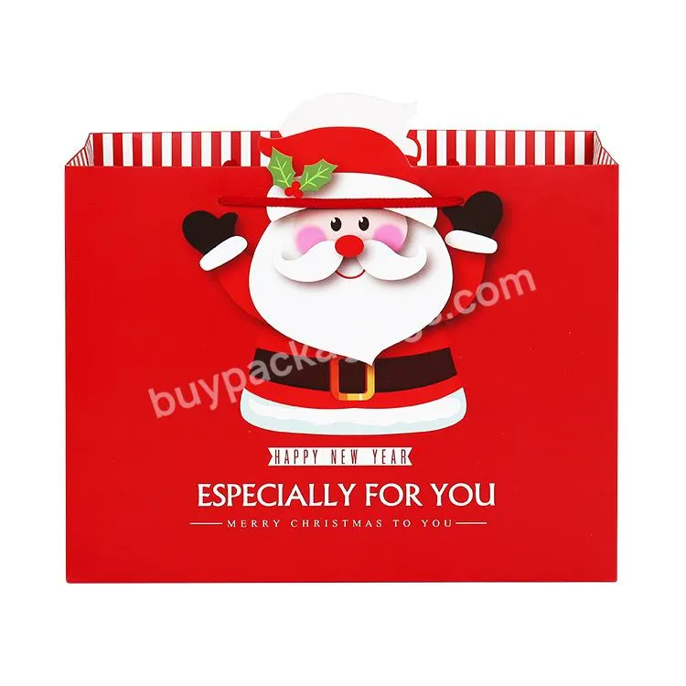 Factory Wholesale Stock Ready To Ship Cartoon Kids Christmas Paper Candy Gift Merry Paper Bag Christmas