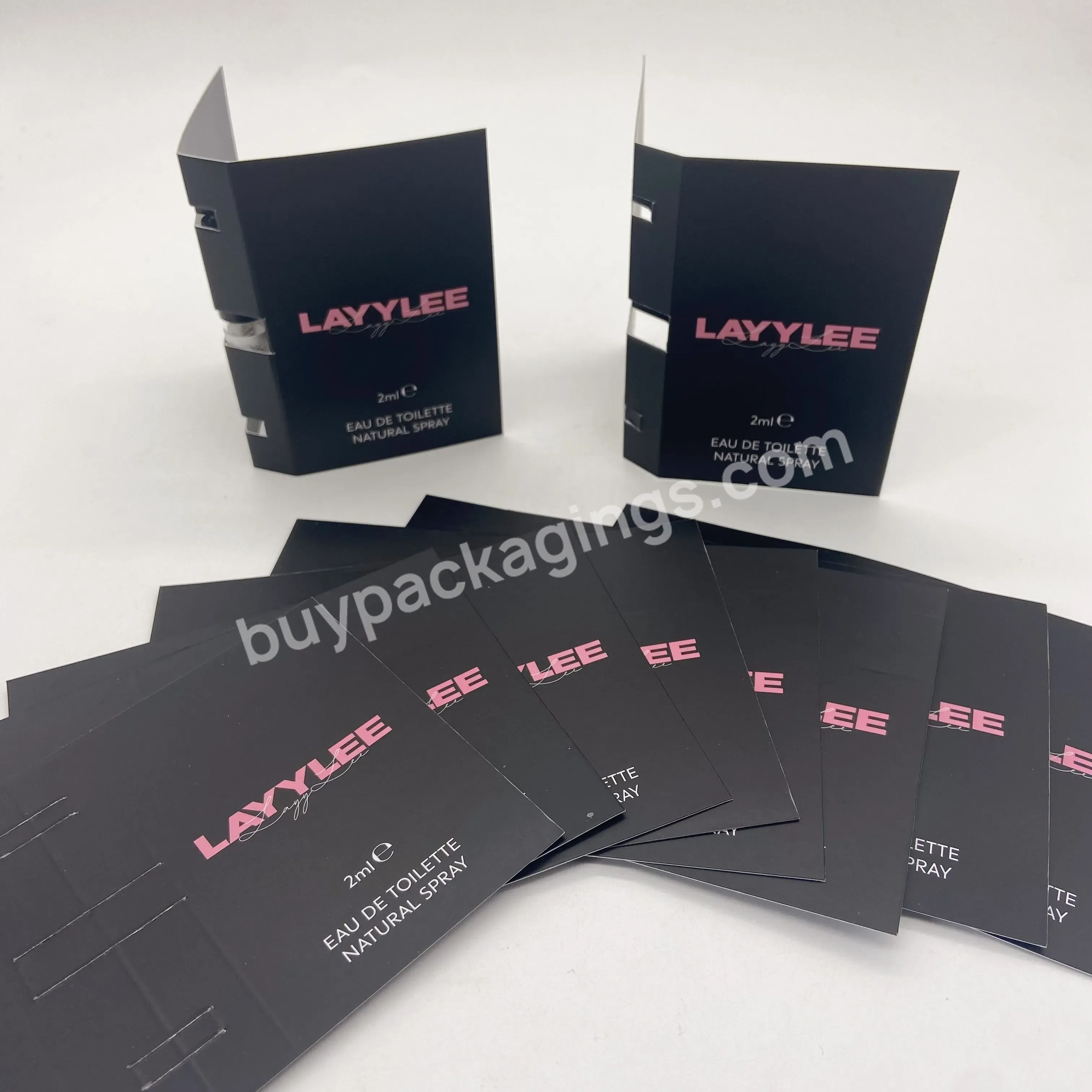 Famous Brands Custom Logo Printing Perfume Sample Bottle Packaging Cards