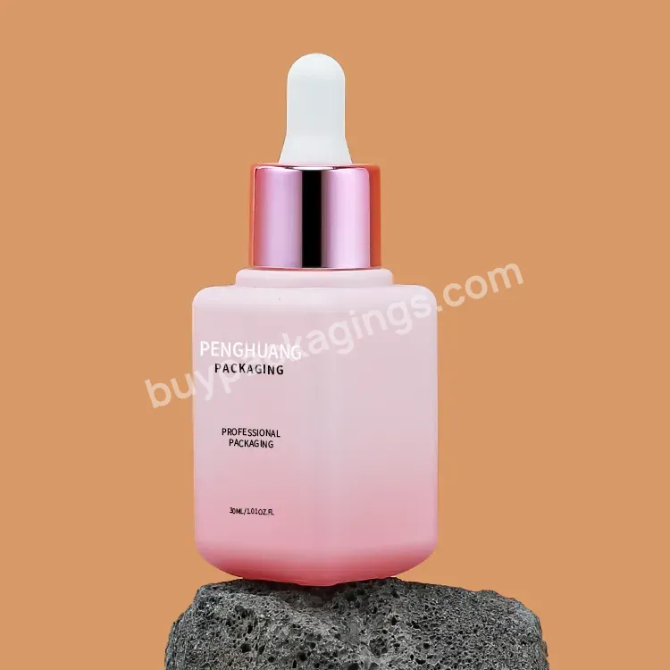 Fancy Beauty Frosted Glass 30ml Serum Bottle With Ruber Dropper Colored Small Empty Bottle Glass With Pipette