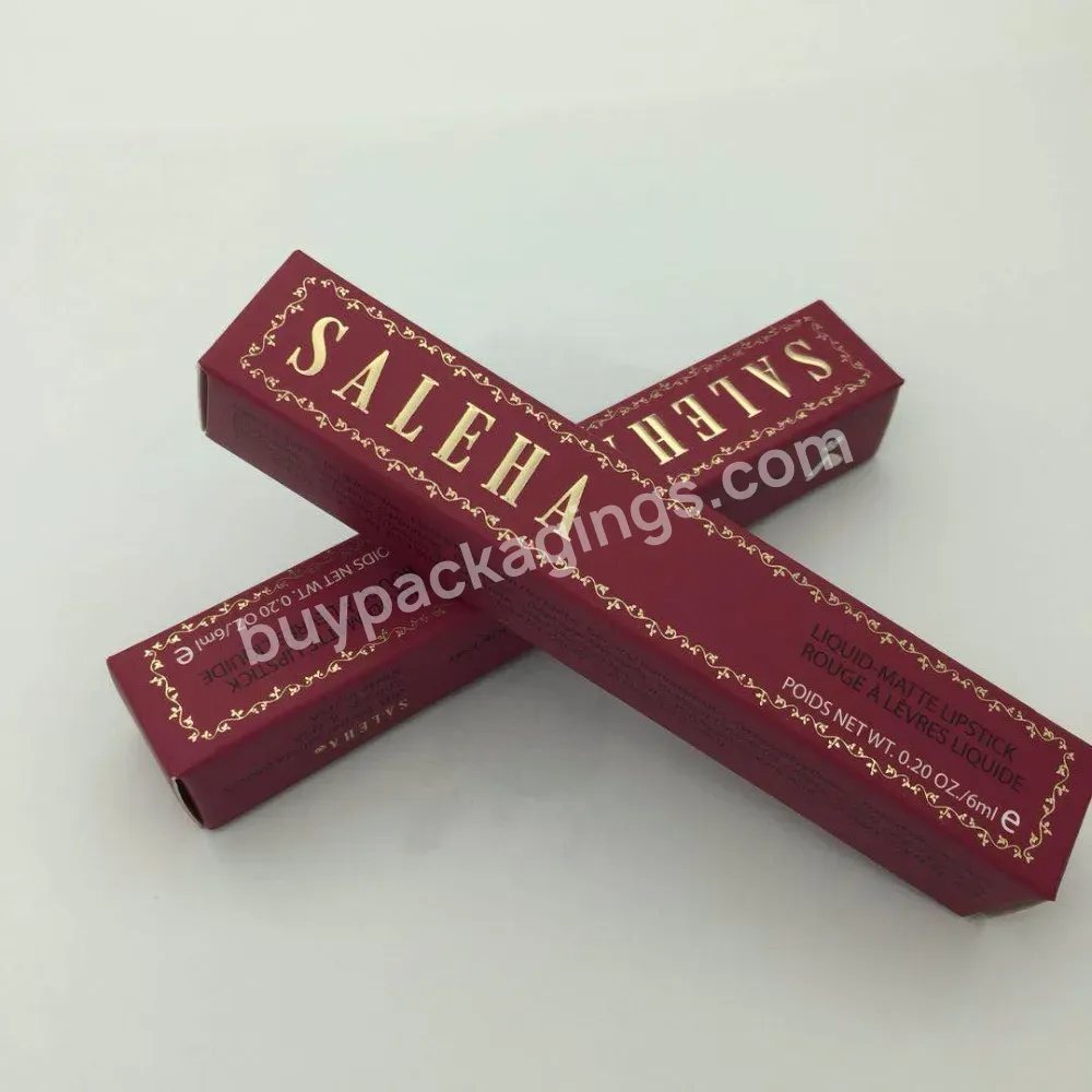Fancy Brand Custom 2041c Panton Color Printed Paper Cosmetic Packaging Lipstick Boxes With Embossed Gold Foil