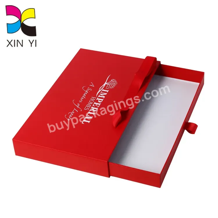 Fancy Custom Paper Packaging Red Slide Drawer Box Apparel Shoe Packaging