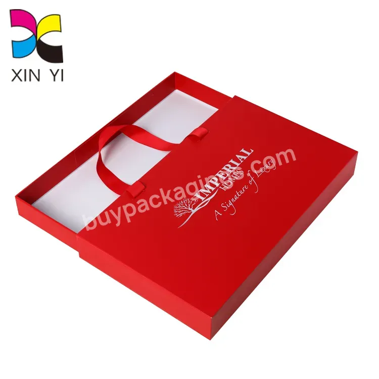Fancy Custom Paper Packaging Red Slide Drawer Box Apparel Shoe Packaging