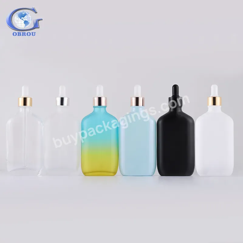 Fancy Design Cosmetic Oval Shape Cuticle Body Hair Oil Beard Oil Essential Oil Empty Perfume Spray 100ml Glass Dropper Bottle