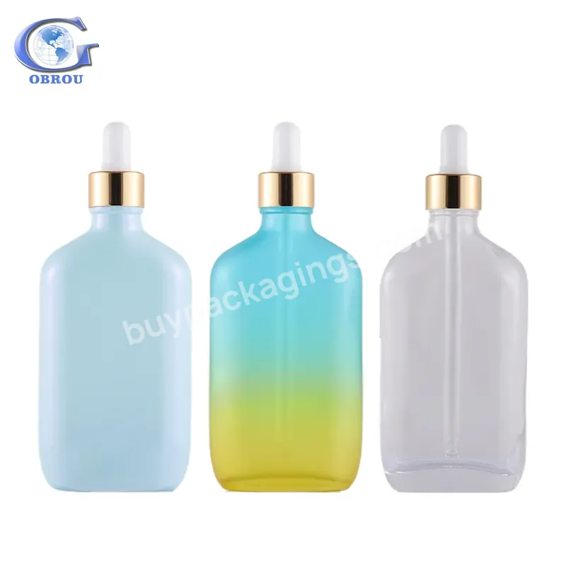 Fancy Design Cosmetic Oval Shape Cuticle Body Hair Oil Beard Oil Essential Oil Empty Perfume Spray 100ml Glass Dropper Bottle