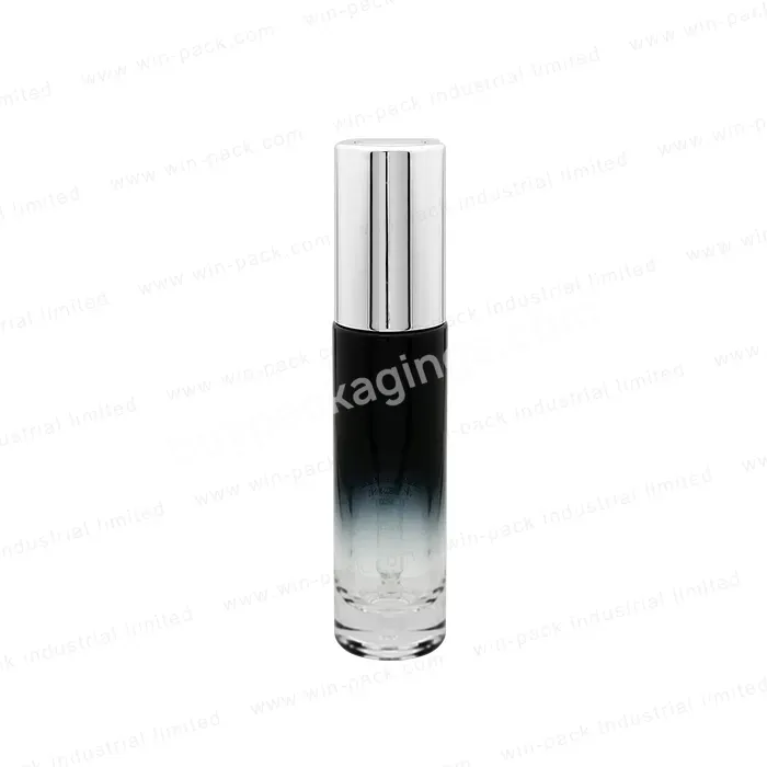 Fancy Label 15ml Push Button Pump Cosmetic Dropper Packaging Bottle Black Thick Cylinder Glass Screen Printing Customized Round