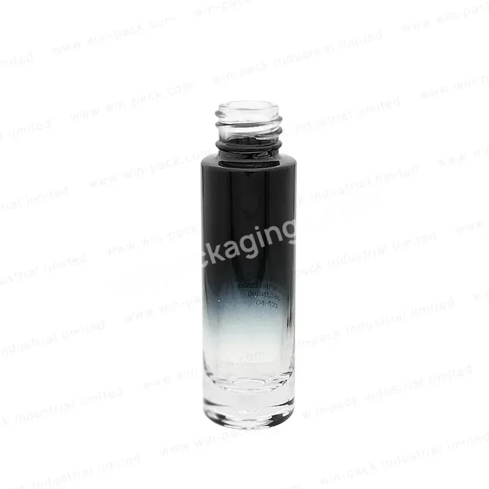 Fancy Label 15ml Push Button Pump Cosmetic Dropper Packaging Bottle Black Thick Cylinder Glass Screen Printing Customized Round