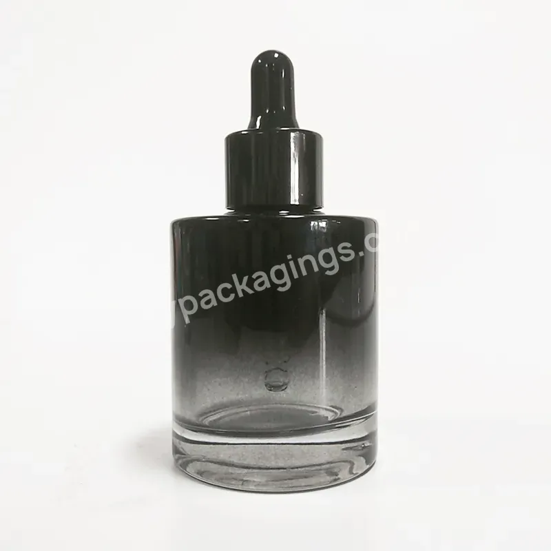 Fancy Label Cosmetic Face Cream Container 1oz 30ml 50ml Amber Black Gradient Thick Bottom Glass Bottle