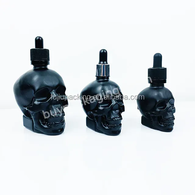 Fancy Perfume 15ml 30ml 60ml China Supplier Skull Head Shape Glass Skull 1oz Glass Beard Oil Dropper Bottle For Custom Paper Box