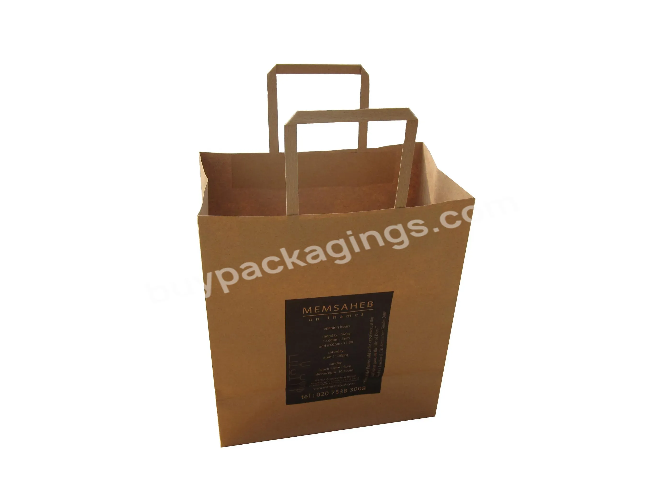 Fancy Ribbon Handles Craft Recycled Shopping Kraft Brown Bag Paper