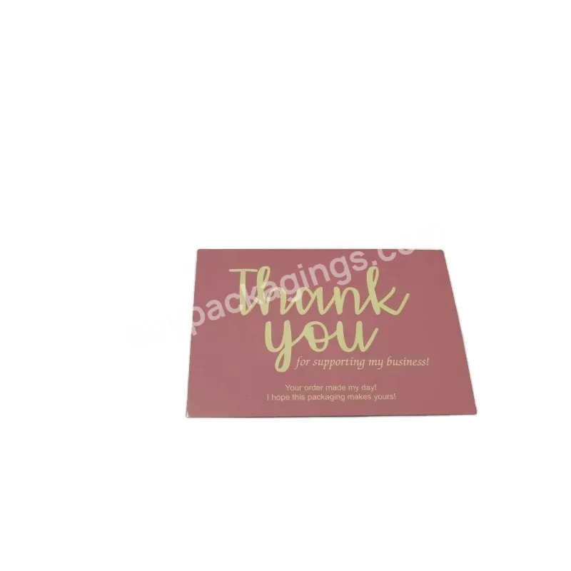 Fancy Special Matt Paper Custom Gold Foil Jewelry Thank You Card For Small Business