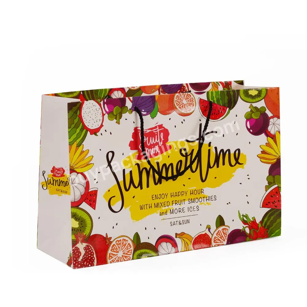 Fancy Wholesale Fruit Art Gift sacos de papel personalizados Coloured Paper Bags