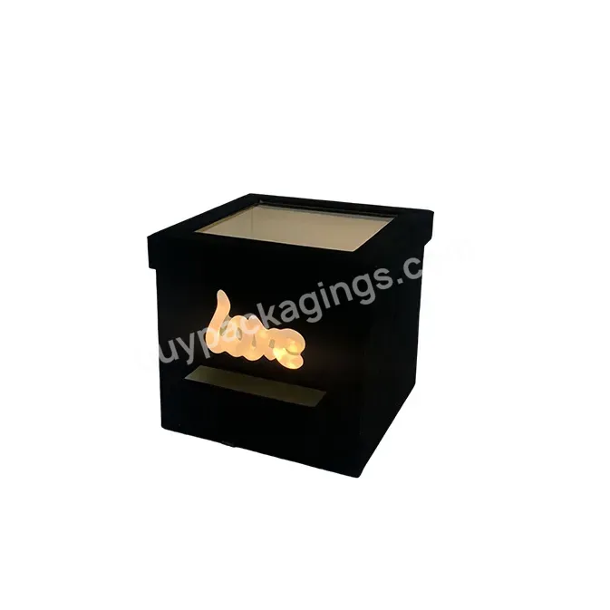 Fantasy Star Box Valentine's Day Window Opening Big Flowers Bouquet Empty Box Light Velvet Square Box