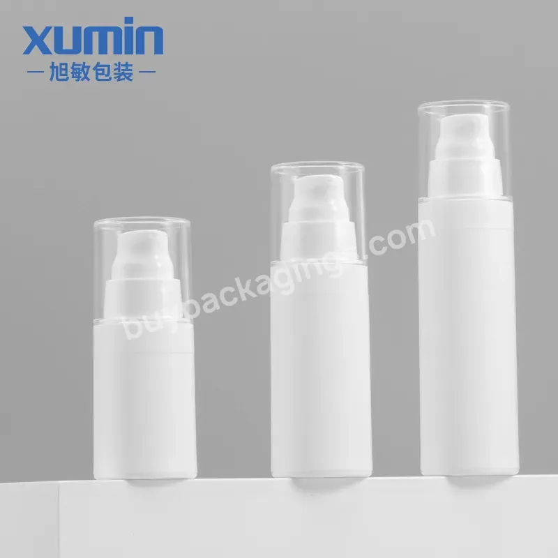 Fashion Biodegradable Plastic Empty Bottle Airless Pump Bottles 15ml 30ml 50ml Cosmetic Clear Cap White Pp Body Vacuum Use