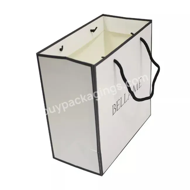 Fashion Cardboard Paper Bag With Handle Custom Golden Printing White Luxury Paper Bag Thank You Bags For Boutique