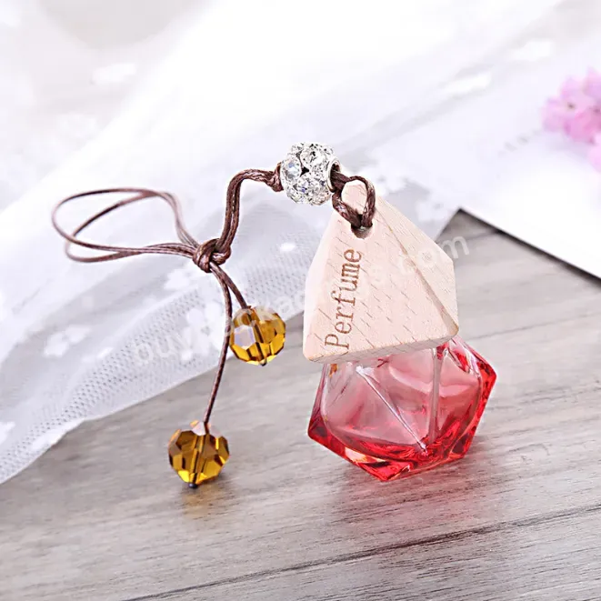 Fashion Colorful Gradient 6ml 8ml Diamond Shape Hanging Car Perfume Glass Bottle Diffusers