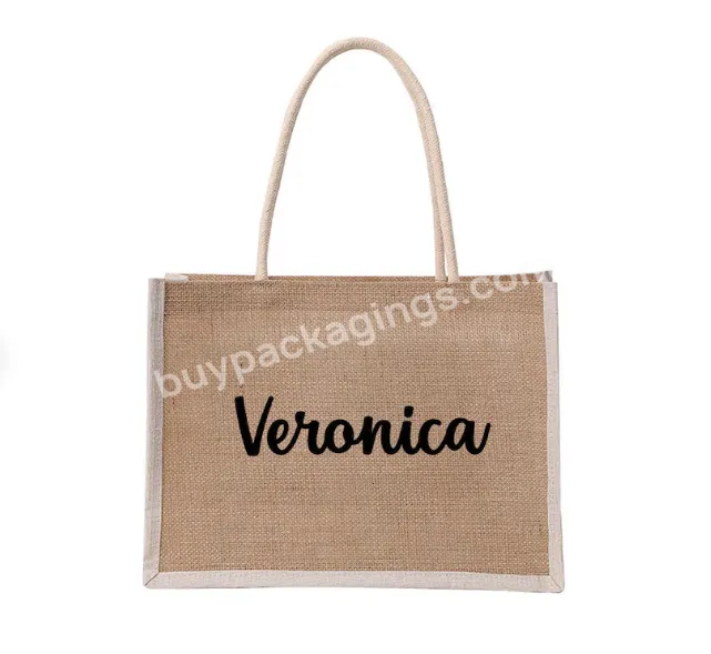 Fashion Custom Coated Linen Personalized Custom Name Jute Bag Bridesmaid Gift Bag Party Wedding Favors Gift For Her