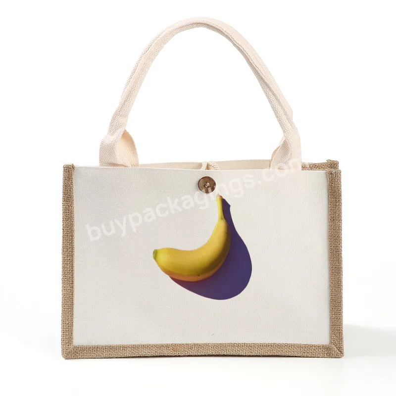 Fashion Custom Logo Printing Women's Linen Handbag Reusable Travel Handle Gift Shopping Product New Tote Jute Bag