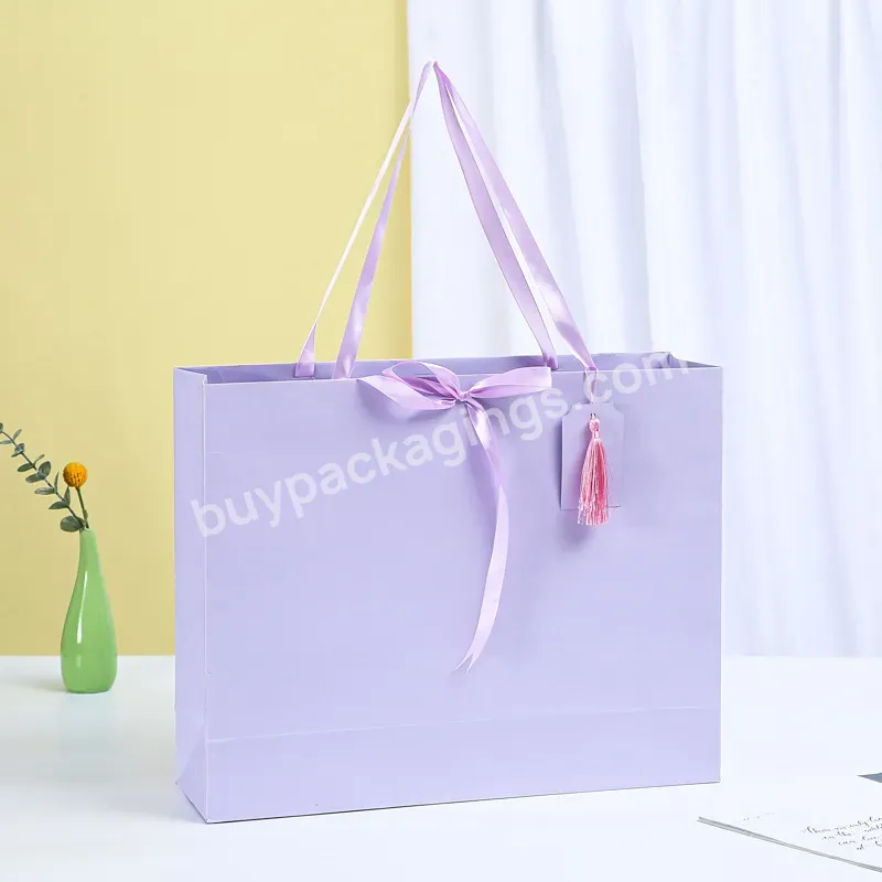 Fashion Custom Printed Art Paper Shopping Tote Carrier Wholesale Shopping Promotional Small Gift Packaging Paper Bags