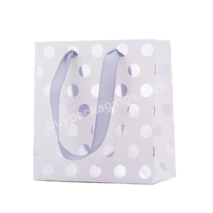 Fashion Custom Wholesale Printed Art Paper Shopping Wave Dot Strap Shiny Exquisite Packing Gift Bag