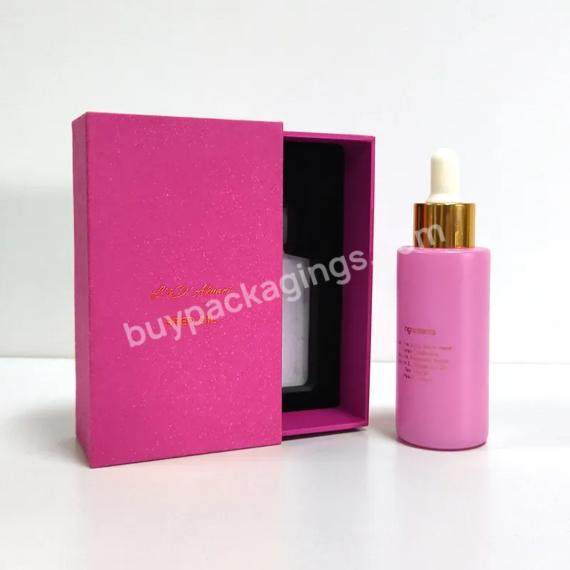 Fashion Design 30ml 50ml 1.7 Oz Customized Color Glass Cosmetic Packaging Luxury Serum Dropper Bottle With Paper Box