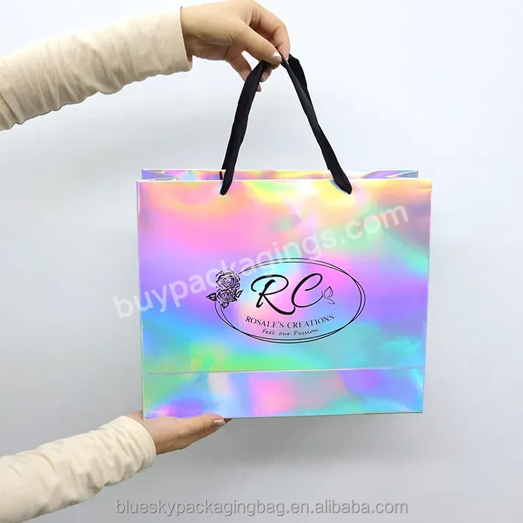 Fashion Items Custom Clothing Holographic Shopping Bags Gift Paper Bags Packaging And Handling Luxury Bags Wedding/jewelry