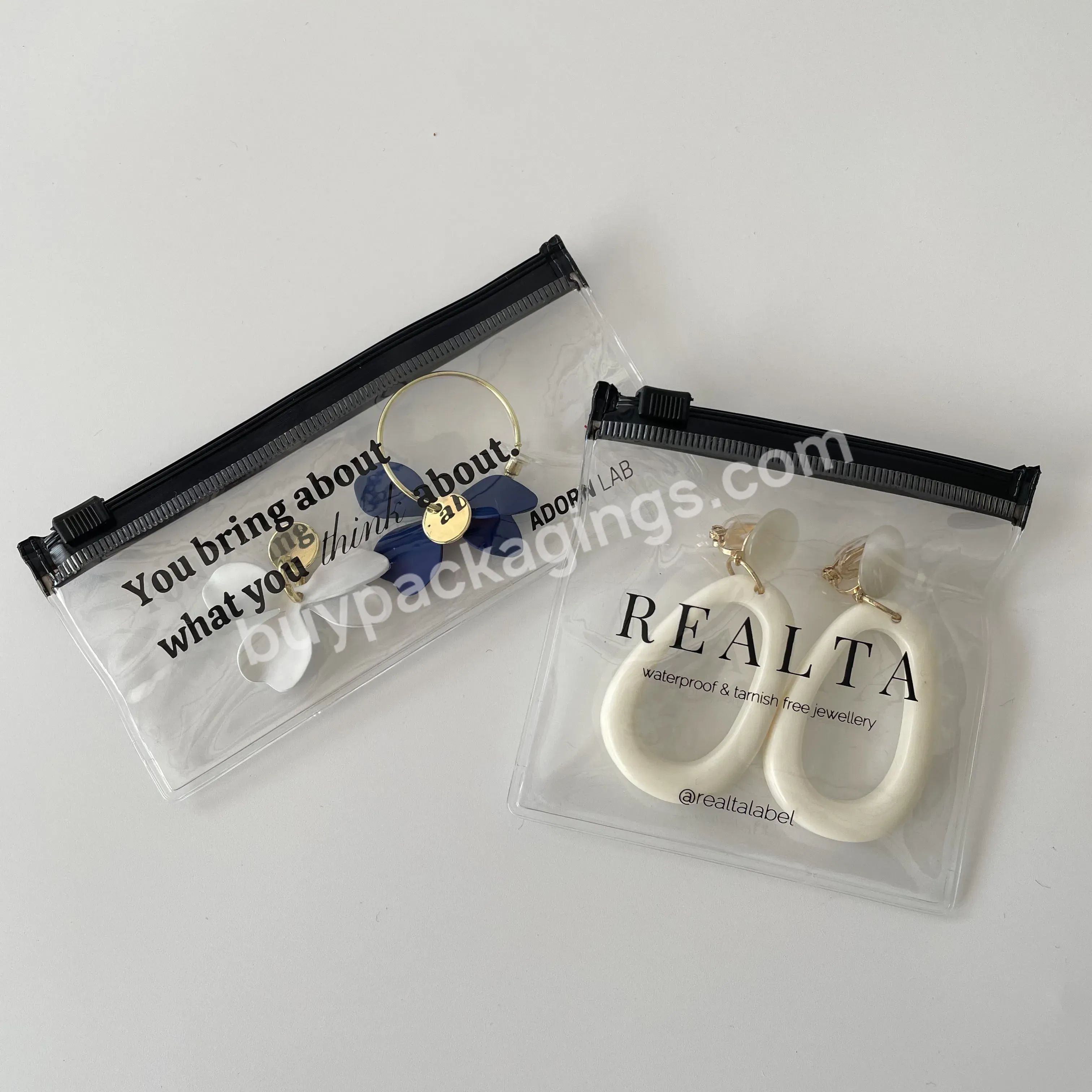 Fashion Jewelry Bracelets Transparent Packaging Bags Custom Logo Pvc Mini Zipper Bag For Earring