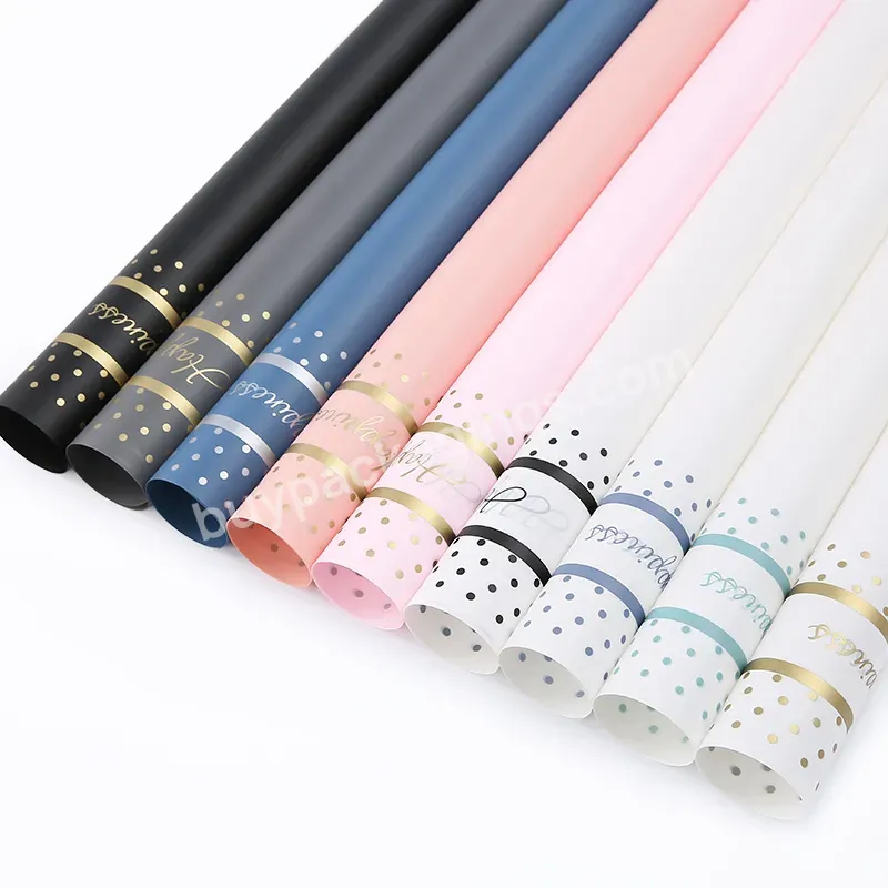 Fashion Korean Style 58*58cm Waterproof Flower Paper Wrap Florist Wrapper Paper With Gold Foil Printing