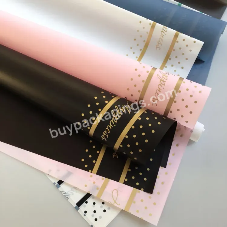 Fashion Korean Style 58*58cm Waterproof Flower Paper Wrap Florist Wrapper Paper With Gold Foil Printing