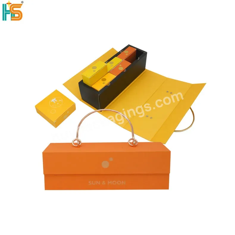 Fashion Luxury Pu Leather Rigid Food Cardboard Paper Box Packaging Custom Logo Large Magnetic Mooncake Gift Box With Handle