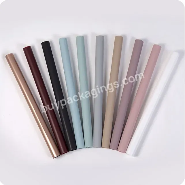 Fashionable 60*60cm Waterproof Thin Plastic Film Flower Wrapping Lining Paper With Dyed Plain Color