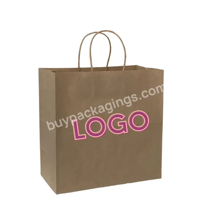 Fashionable Customized Colorful Whole Sale Durable Kraft Paper Tote Birthday Gift Bag With Customize Logo