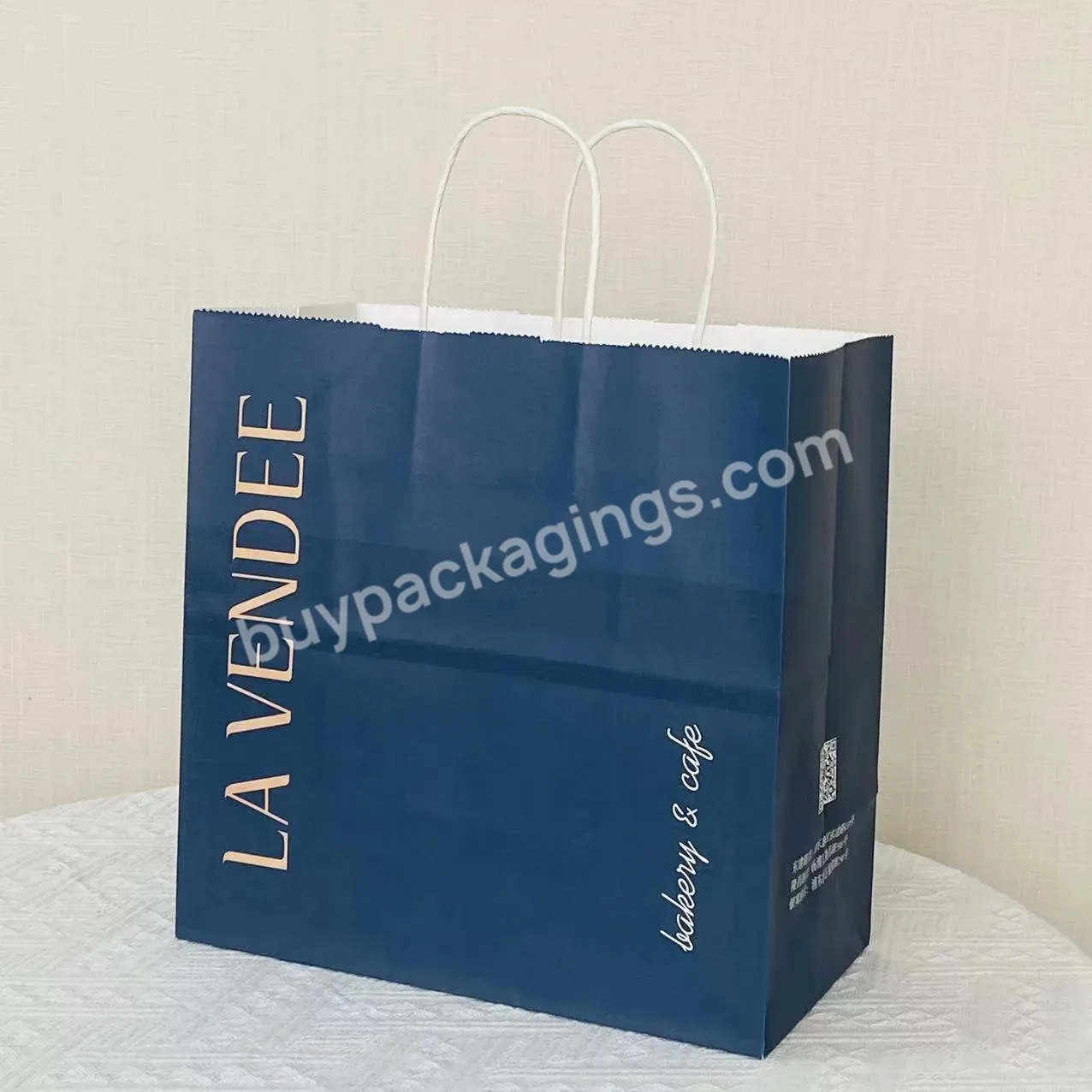 Fashionable Customized Colorful Whole Sale Durable Large Capacity Paper Tote Cake Coffee Bag With Customize Logo