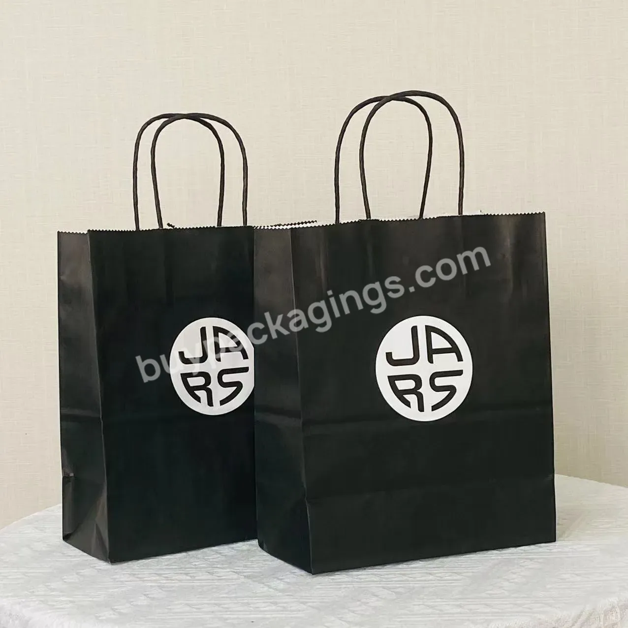 Fashionable Customized Colorful Whole Sale Durable Recycle Black Paper Tote Cake Coffee Bag With Customize Logo