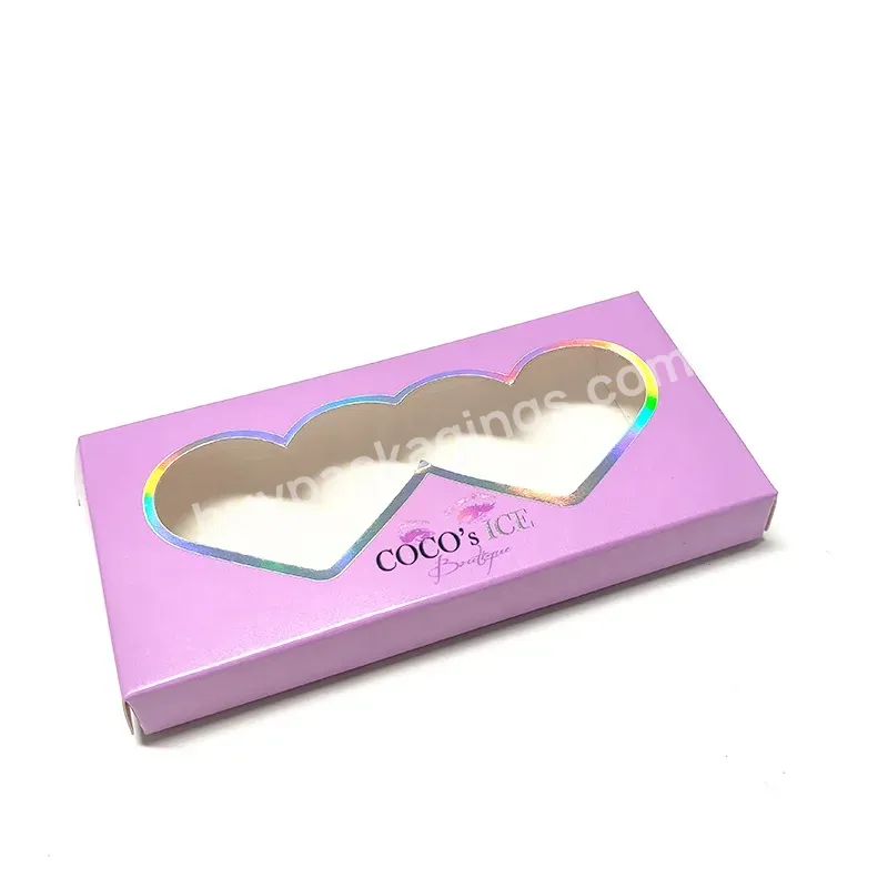 Fashionable Design Custom Logo Glossy Lamination Heart Shape Window Make Up Eyelash Boxes Packaging