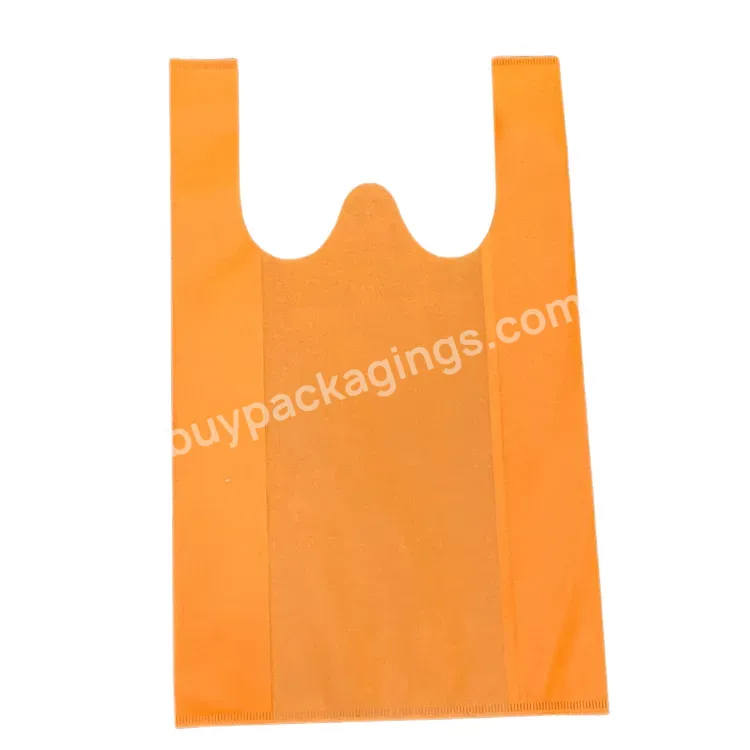 Fashionable Eco Friendly Supermarket Grocery Reusable Foldable Non Woven T-shirt Bags With Customized Pattern
