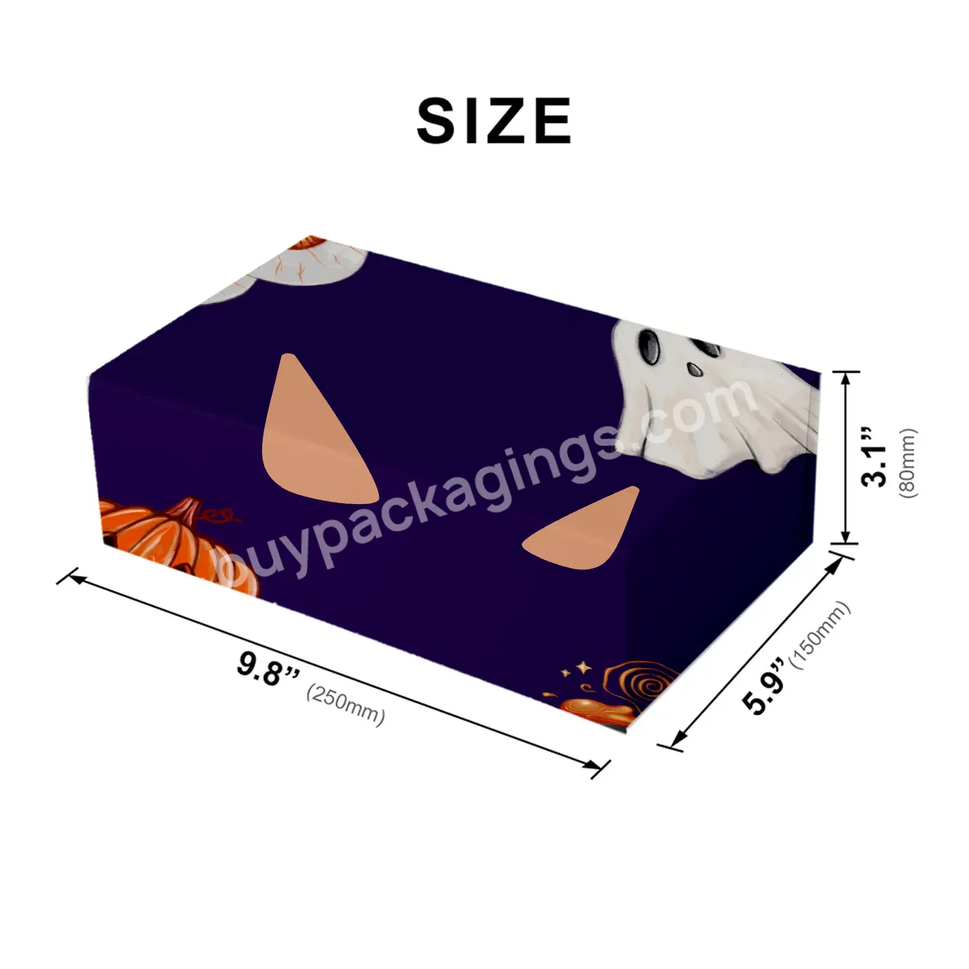 Fashionable Halloween Big Cardboard Luxury Rigid Packaging Gift Box Design With Logo