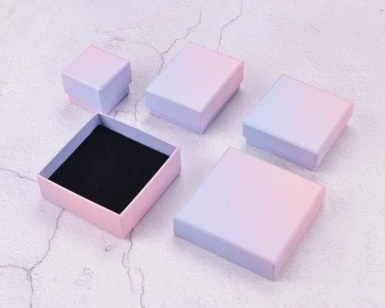 Fashionable Ins Pink Blue Gradient Pearlescent Lipstick Ring Small Gift Box Bracelet Jewelry Storage Box