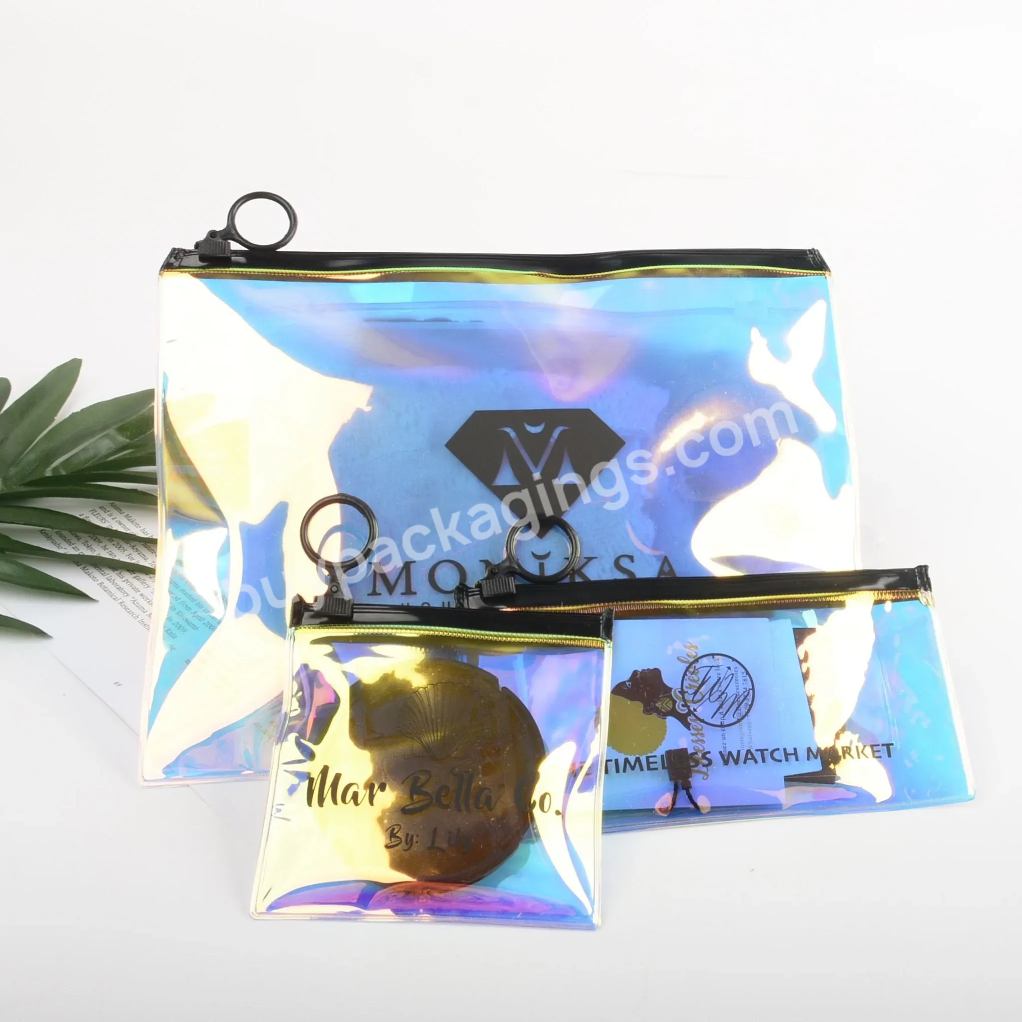 Fashionable Transparent Zipper Pvc Bag Logo Pvc Zipper Packaging Bag Pvc Waterproof Resealable Zipper Bag For Clothing