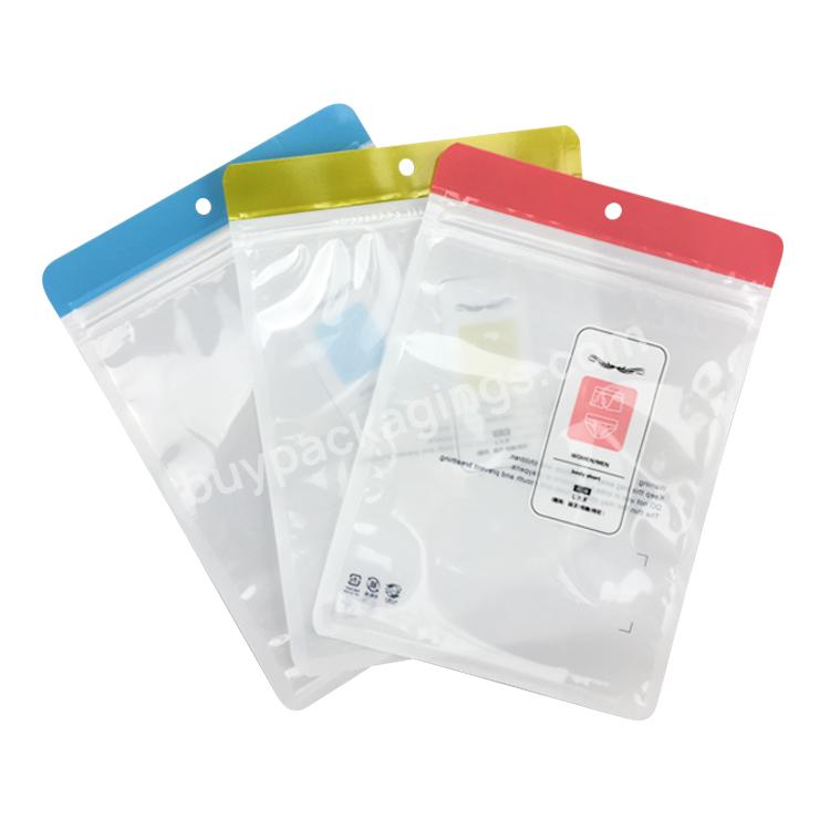 Fast Shipping 3 Color Transparent Front Plastic Mylar Ziplock Bag For Kids Shorts Underwear Pants Packaging