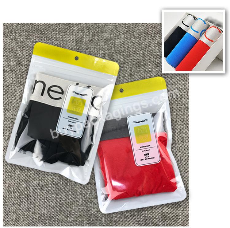 Fast Shipping 3 Color Transparent Front Plastic Mylar Ziplock Bag For Kids Shorts Underwear Pants Packaging