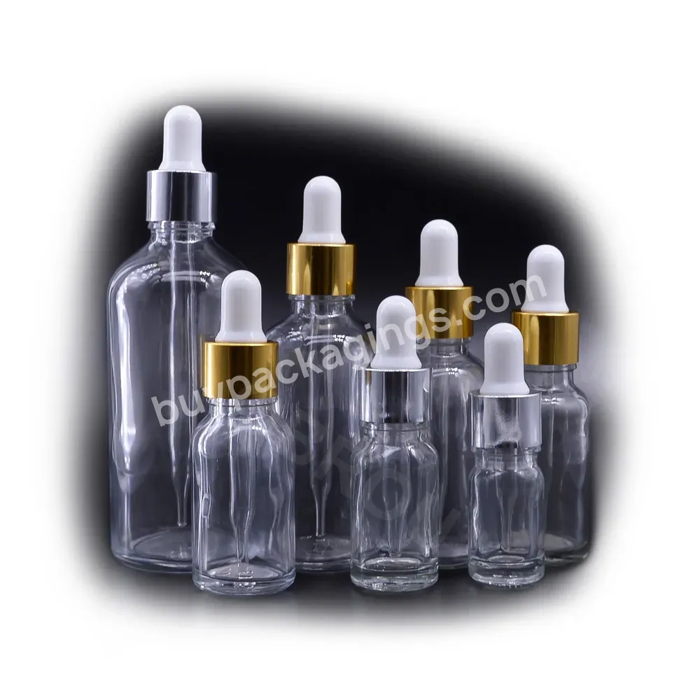 Fast Shipping 5ml 10ml 15ml 20ml 30ml 50ml 100ml Clear Amber Green Blue Sterile Glass Dropper Bottle With Gold Dropper