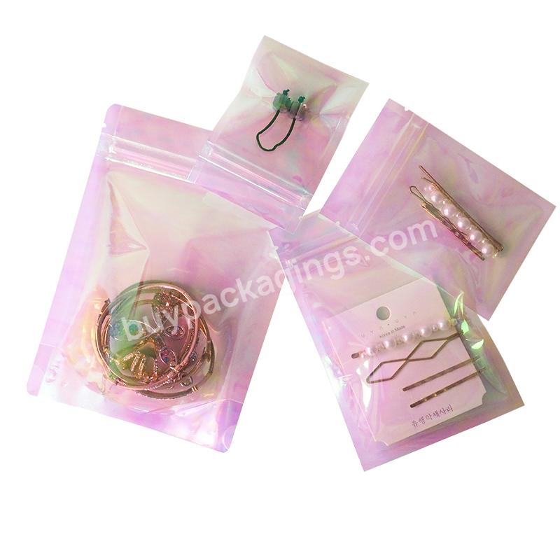 Fast Shipping Rainbow Holographic Plastic Mylar Ziplock Bag For Earrings/jewelry/gifts Packaging