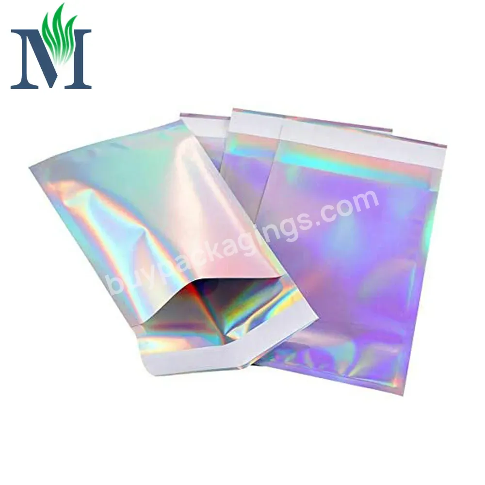 Fast Shipping Self Adhesive Courier Holographic Plastic Poly Envelope Mailing Bag For Cosmetic Underwear Packaging Mylar Bag