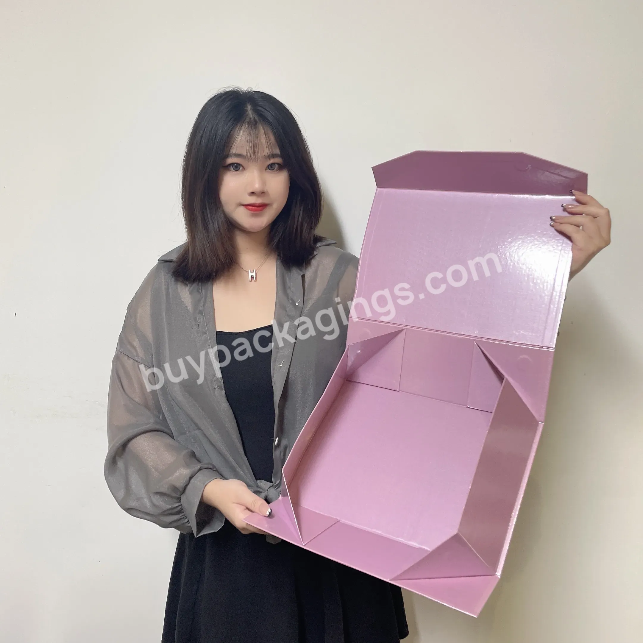 Festive Folding Cardboard Paper Boxes Folding Gift Boxes Magnetic Lid With Ribbon Closures Book Shaped Luxury Flat Packing Boxes